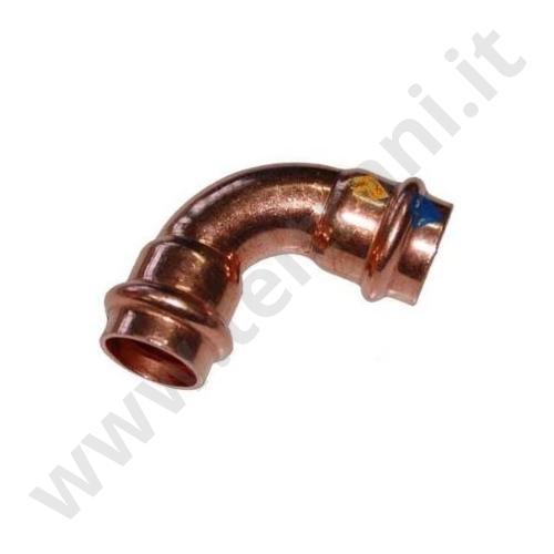 002PR35 - CURVA FEMMINA FEMMINA A 90° IN RAME A PRESSARE  D. 35